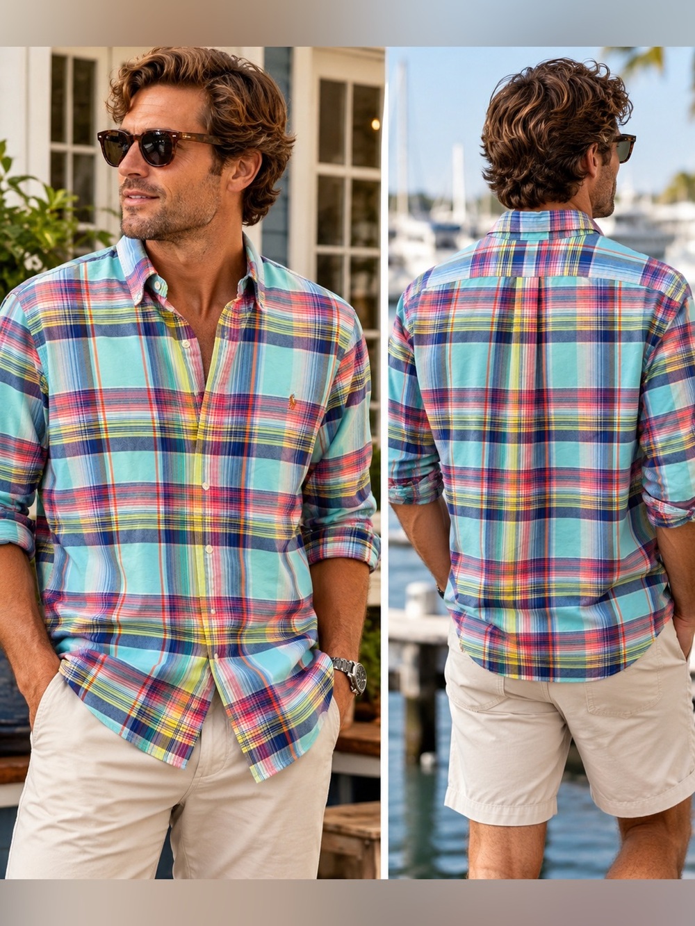Polo Ralph Lauren XXL Classic Fit Multicolor Madras Plaid Button Down Shirt